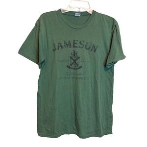 Vintage Jameson Mens Irish Whiskey Graphic Crest Short Sleeve Shirt Green Large